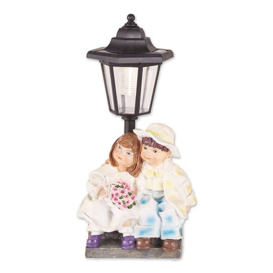 Couple with Solar Street Light Statue 8" x 6" x 12.75"